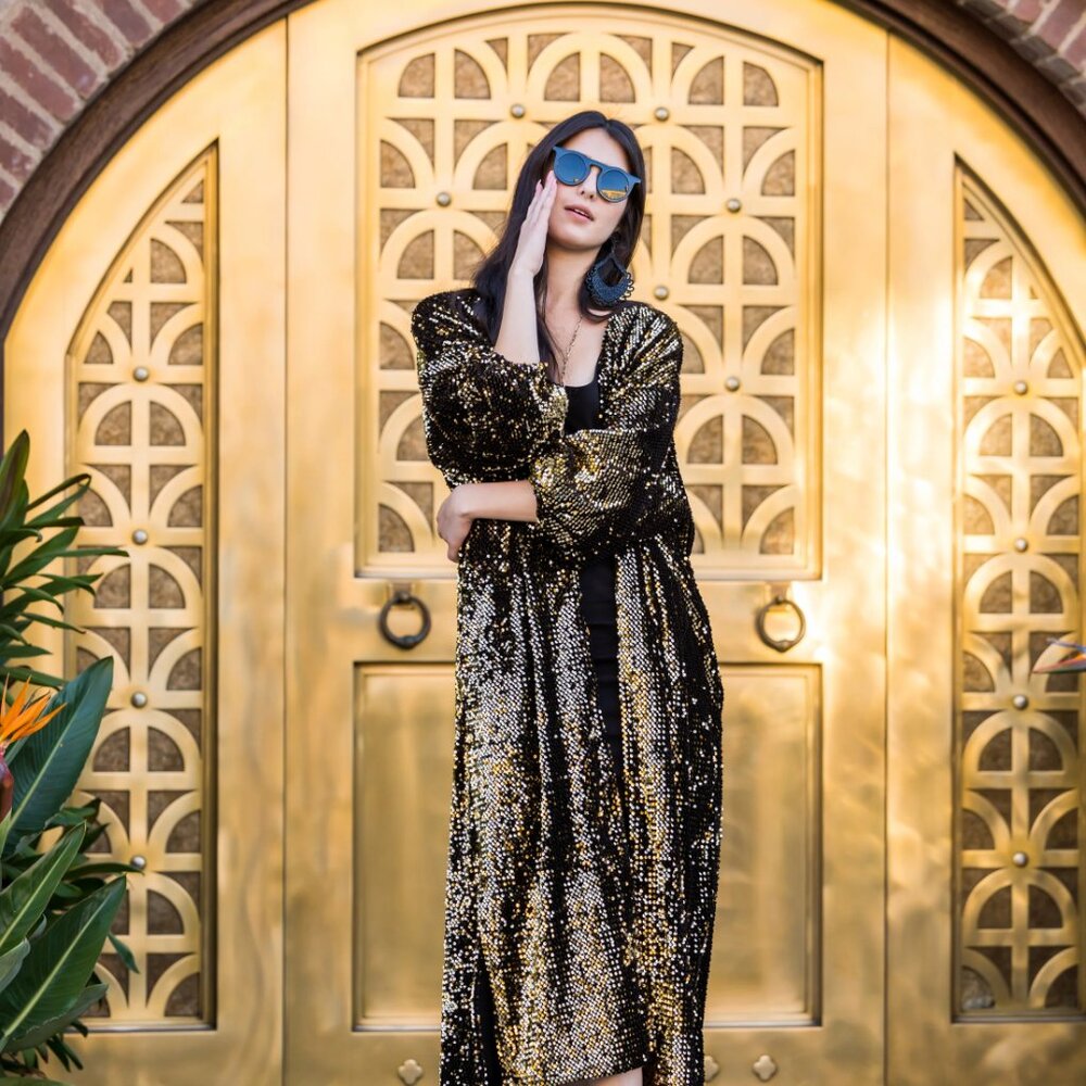 Gold Sequin Cocoon Jacket – Jennafer Grace - Small/Medium